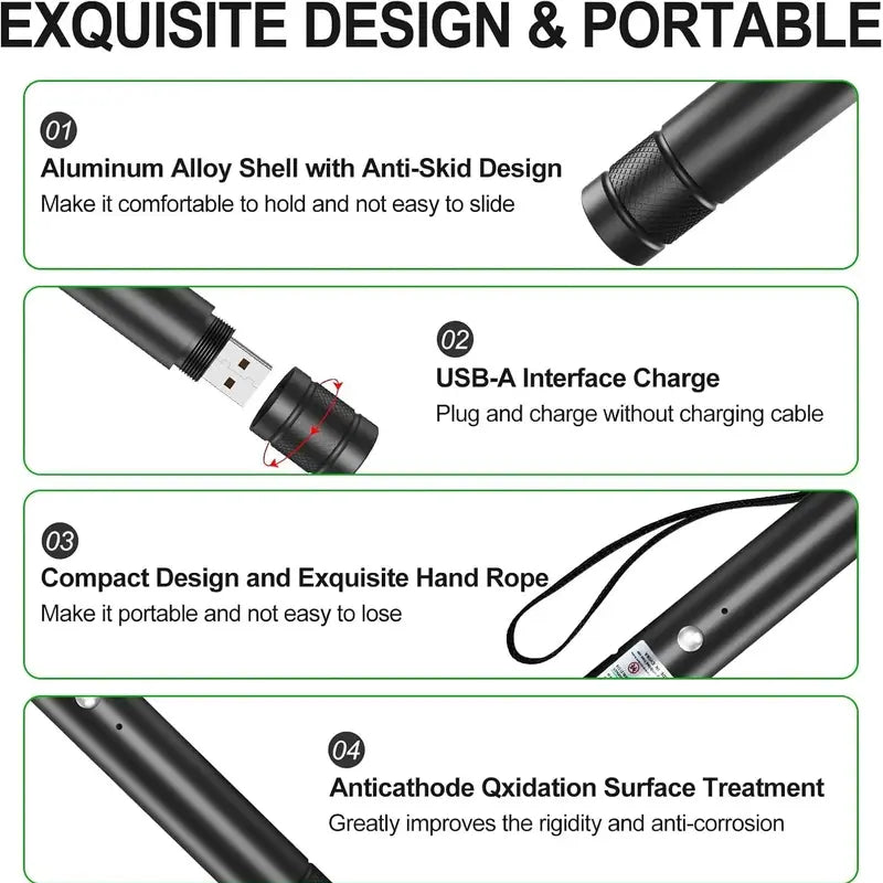 Rechargeable Green Laser Pointer/ Line Light Flashlight Long Distance Range for TV/LED/LCD Screens Flashlights Presentation, Laser Pointer Toy，Office / Outdoors / Cat/Astronomic / Construction Pet Supplies Cat Toy Petlovers