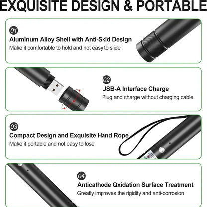 Rechargeable Green Laser Pointer/ Line Light Flashlight Long Distance Range for TV/LED/LCD Screens Flashlights Presentation, Laser Pointer Toy，Office / Outdoors / Cat/Astronomic / Construction Pet Supplies Cat Toy Petlovers