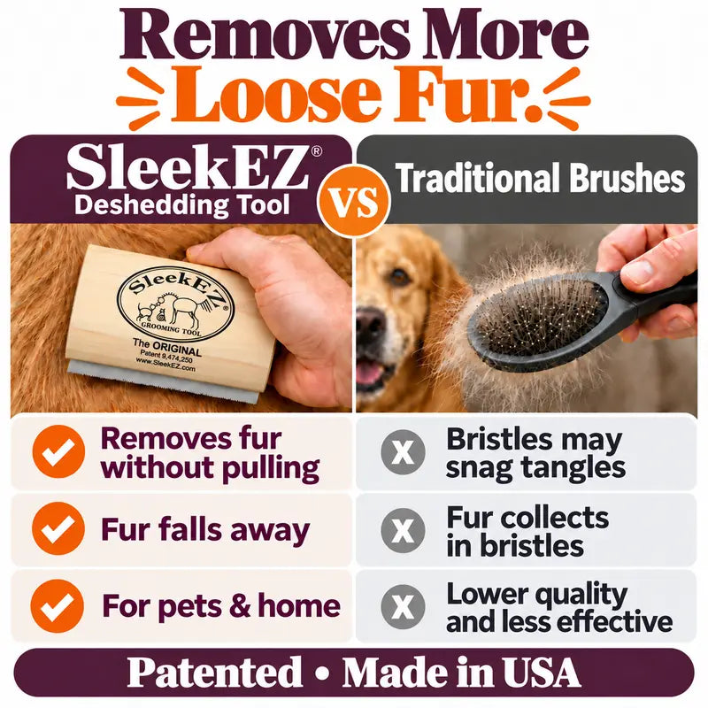 Sleekez Dog Brush for Shedding & Grooming, Deshedding Tool for Short & Long Haired Dogs, Dog Comb, 5 Inches Long, 4Oz Weight