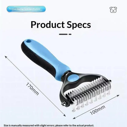 Pet Dematting Undercoat Rake for Long-Haired Dogs & Cats, Double-Sided Grooming Comb for Loose Fur and Light Tangles, Routine Pet Coat Care Tool, Results May Vary by Coat Type