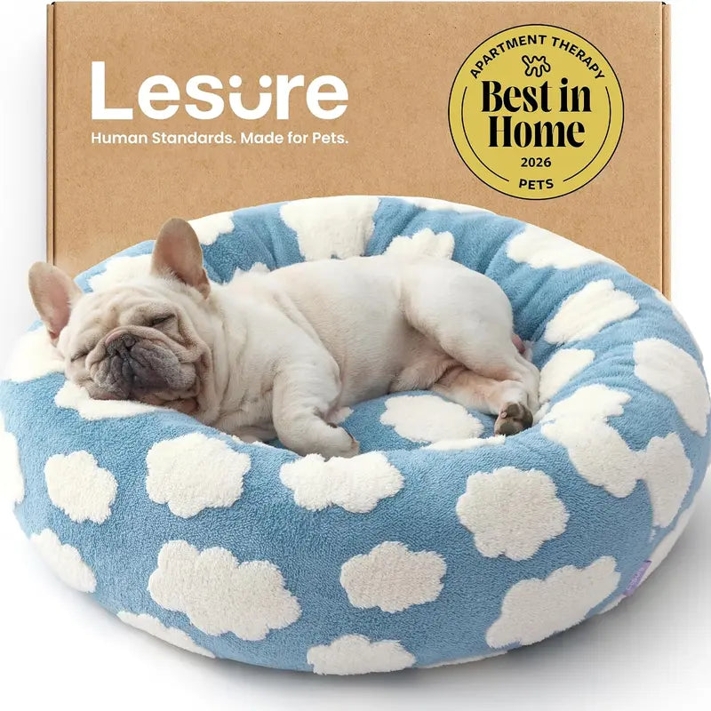 Lesure Jacquard Donut Dog Bed - Original Design Pattern,Cute Home Decor as Gift for Pet,Washable Cover Cute Home Decor as Gift for Pet,Anti Slip Bottom