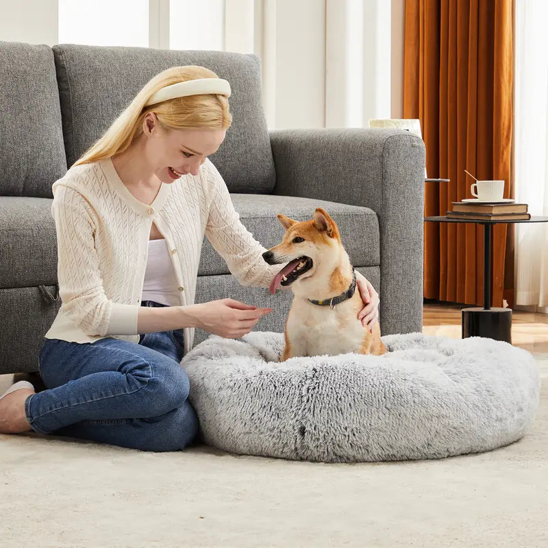 Sweetcrispy Modern Orthopedic Memory Foam Pet Bed for Large Dogs - Auction Use, 20.0"L X 24.0"W X 8.0"Th, 3-Sided Bolsters, Supportive Sofa Design, Detachable Fleece Cover, Waterproof, Non-Slip Base, Washable