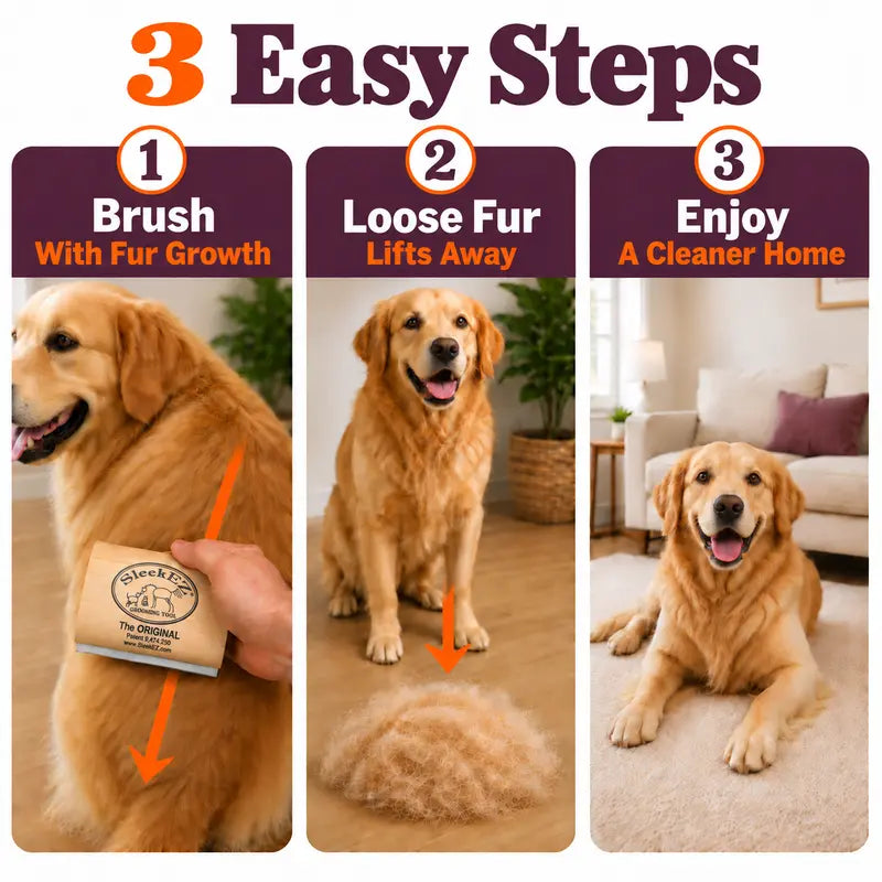 Sleekez Dog Brush for Shedding & Grooming, Deshedding Tool for Short & Long Haired Dogs, Dog Comb, 5 Inches Long, 4Oz Weight