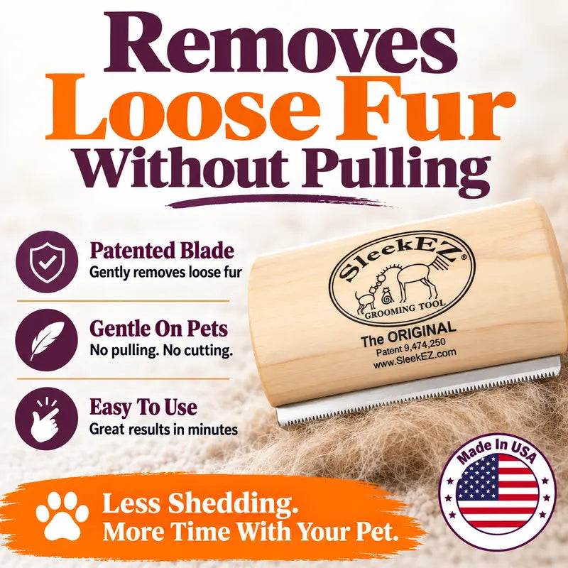 Sleekez Dog Brush for Shedding & Grooming, Deshedding Tool for Short & Long Haired Dogs, Dog Comb, 5 Inches Long, 4Oz Weight