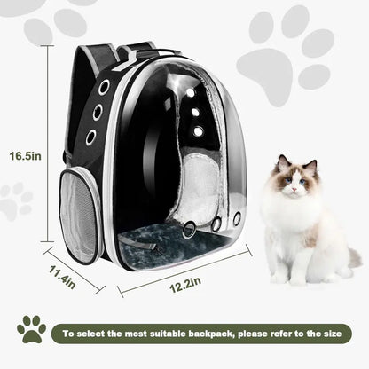 Transparent Space Capsule Pet Backpack with Multi Air Holes Breathable Design, Padded Shoulder Strap Portable Cat Dog Carrier Bag, Ideal for Walking Hiking Vet Trips for Small Medium Cats and Puppies